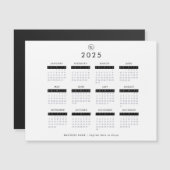 白黒2025カレンダーカスタムビジネスロゴ マグネット招待状 (正面/裏面)