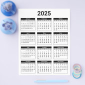 白黒2025年のカレンダー チラシ (シングル)