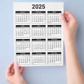 白黒2025年のカレンダー チラシ (手)