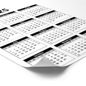白黒2025年のカレンダー ポスター (角)