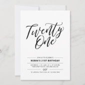 白黒21歳ミニマルの誕生日パーティー 招待状 (正面)