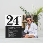 白黒24誕生日招待状写真 招待状 (スタンド正面)