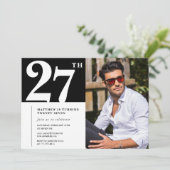 白黒27歳の誕生日招待状 招待状 (スタンド正面)