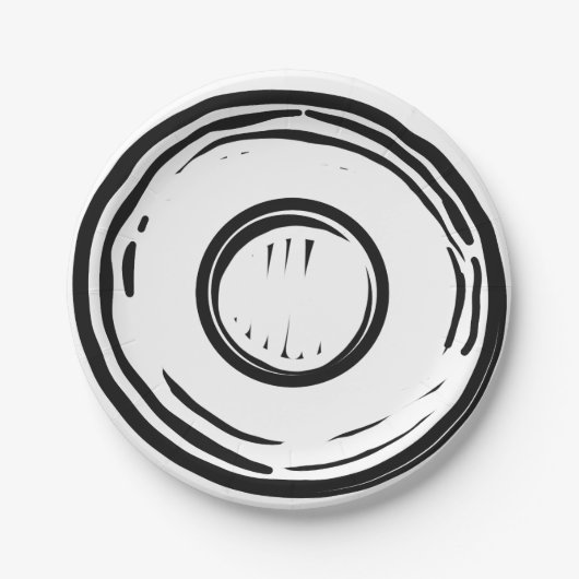 白黒2Dパーティー光学錯覚 ペーパープレート (正面)