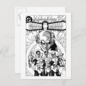 白黒3つの緑のランタンの喜劇的なカバー ポストカード (正面/裏面)