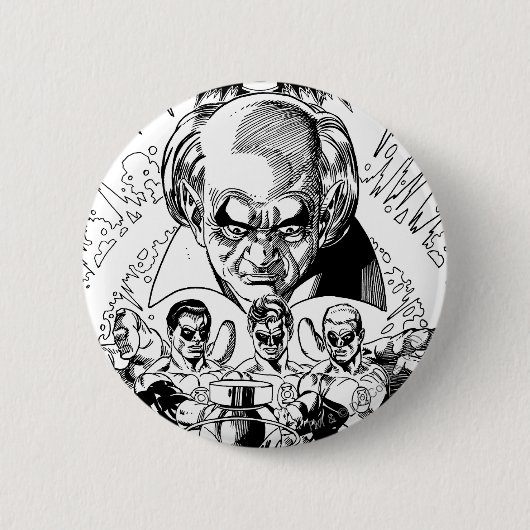 白黒3つの緑のランタンの喜劇的なカバー 缶バッジ (正面)