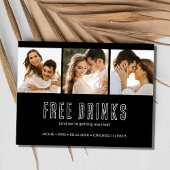 白黒3フォトウェディング日付を保存 案内ポストカード