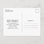 白黒3フォトウェディング日付を保存 案内ポストカード (裏面)