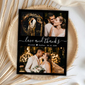 白黒3フォトコラージュ結婚の感謝 ポストカード