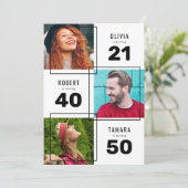 白黒3写真共同誕生日パーティー 招待状 (スタンド正面)