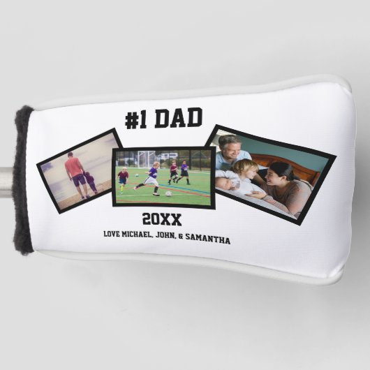 白黒3写真父の日 ゴルフヘッドカバー (正面)