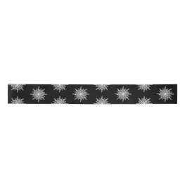 白黒3重クレフ、 音符記号雪片パターン サテンリボン