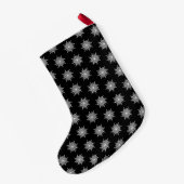 白黒3重クレフ、 音符記号雪片パターン スモールクリスマスストッキング (裏面 (吊り時))