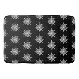 白黒3重クレフ、 音符記号雪片パターン バスマット