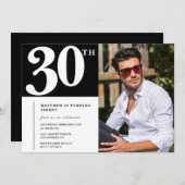 白黒30歳の誕生日招待状 招待状 (正面/裏面)