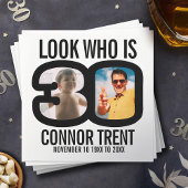 白黒30歳の誕生日2枚の写真は誰か見える スタンダードカクテルナプキン