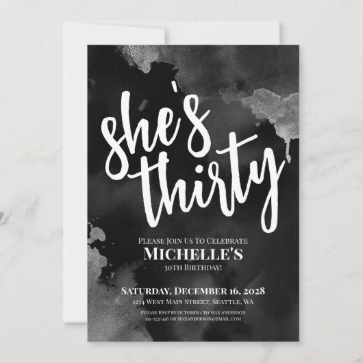 白黒30歳 招待状 (正面)