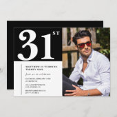 白黒31誕生日招待状 招待状 (正面/裏面)