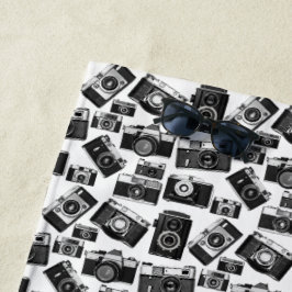 白黒35nnヴィンテージフォトカメラモチーフ ビーチタオル