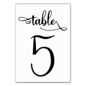 白黒3.5x5テーブル番号カード |表5 テーブルナンバー (正面)
