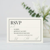 白黒3.5x5メールインRSVPカード 出欠カード (スタンド正面)