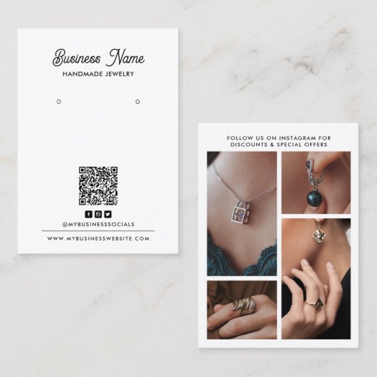 白黒4フォトイヤリングディスプレイカード 名刺 (正面/裏面)