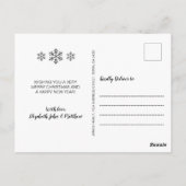 白黒4フォトコラージクリスマスホリデー ポストカード (裏面)