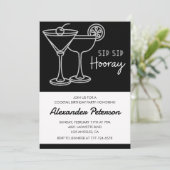 白黒40歳の誕生日招待状カクテル 招待状 (スタンド正面)