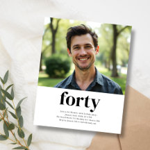 白黒40歳の誕生日招待状