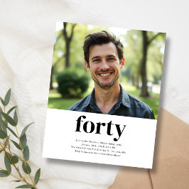 白黒40歳の誕生日招待状