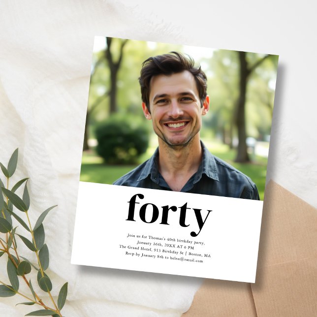 白黒40歳の誕生日招待状 (クリエイターアップロード済み)