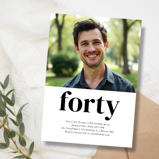 白黒40歳の誕生日 招待状