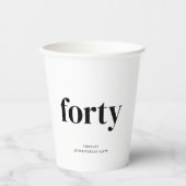 白黒40歳の誕生日 紙コップ (正面)