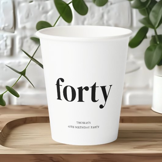 白黒40歳の誕生日 紙コップ