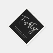 白黒40歳ミニマル誕生日パーティー スタンダードカクテルナプキン (角)