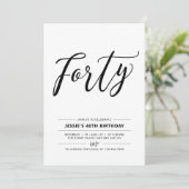 白黒40歳ミニマル誕生日パーティー 招待状 (スタンド正面)