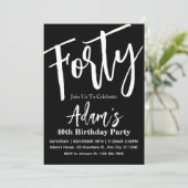 白黒40歳モダンの誕生日パーティー 招待状 (スタンド正面)