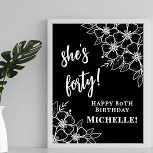 白黒40th誕生日パーティーWlecome ポスター