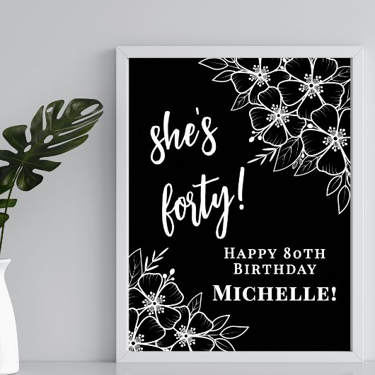 白黒40th誕生日パーティーWlecome ポスター