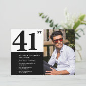 白黒41誕生日招待状写真 招待状 (スタンド正面)