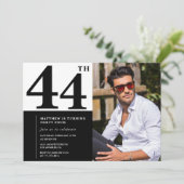 白黒44誕生日招待状写真 招待状 (スタンド正面)
