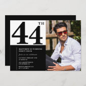 白黒44誕生日招待状写真 招待状 (正面/裏面)