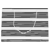 白黒5パターンストライプパターン ラージペーパーバッグ (正面)