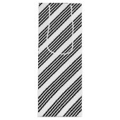 白黒5パターンストライプパターン ワインギフトバッグ (正面)