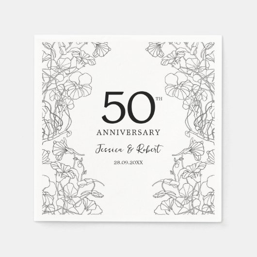 白黒50周年記念 スタンダードカクテルナプキン (正面)