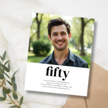 白黒50番目の誕生日招待状