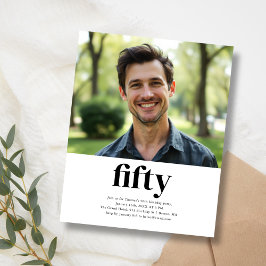 白黒50番目の誕生日招待状