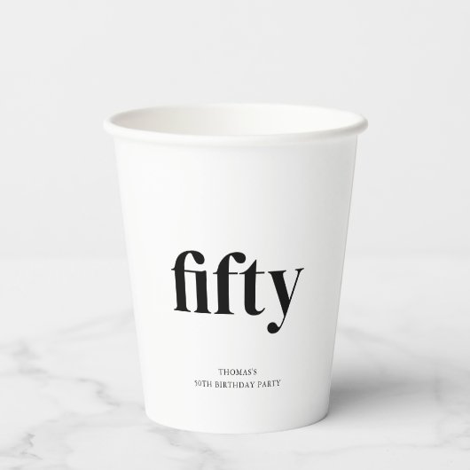 白黒50誕生日 紙コップ (裏面)