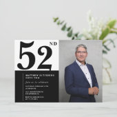 白黒52番目の誕生日招待状写真 招待状 (スタンド正面)