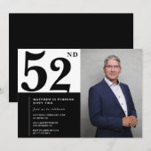 白黒52番目の誕生日招待状写真 招待状 (正面/裏面)